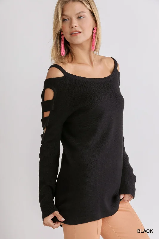 Black Boat Neck Sweater