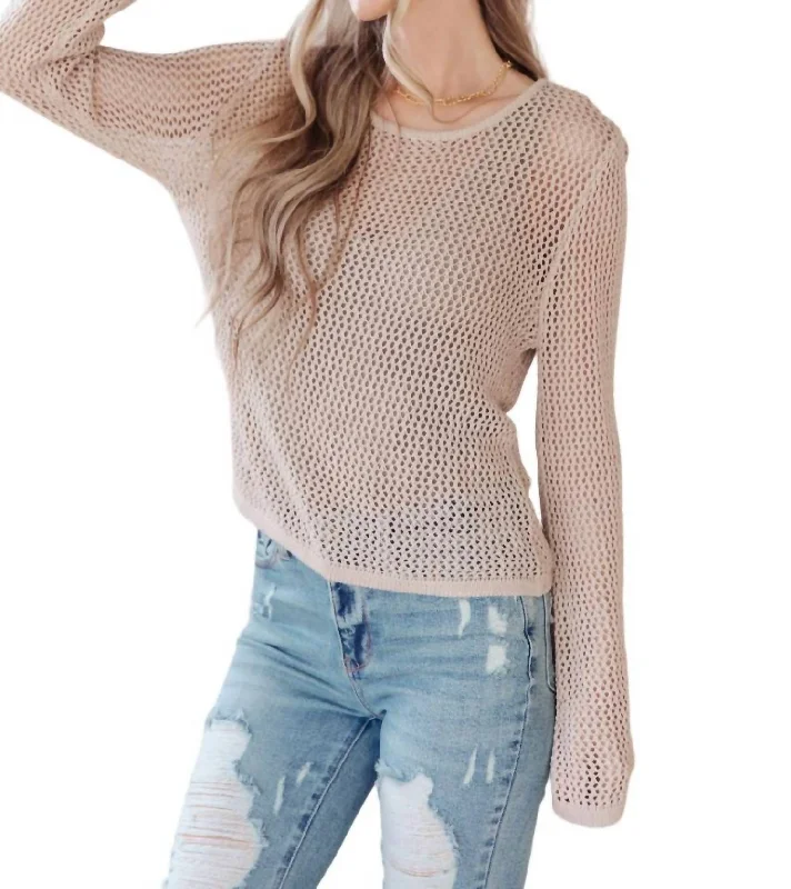 Calming Down Loose Knit Top In Taupe