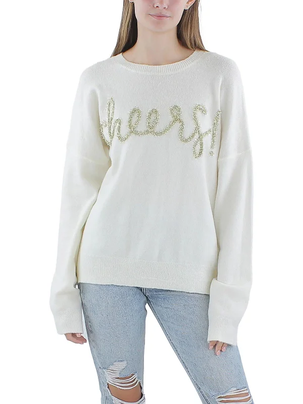 Cheers Womens Knit Pullover Crewneck Sweater