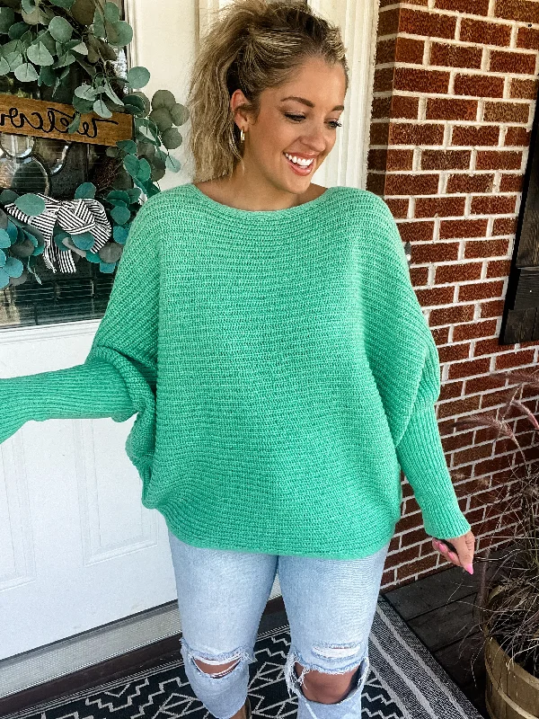 Evergreen Cozy Dolman Sweater - Green