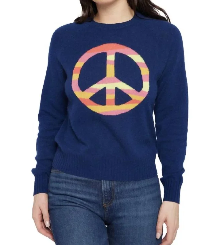 Panda Intarsia Peace Sweater In Navy