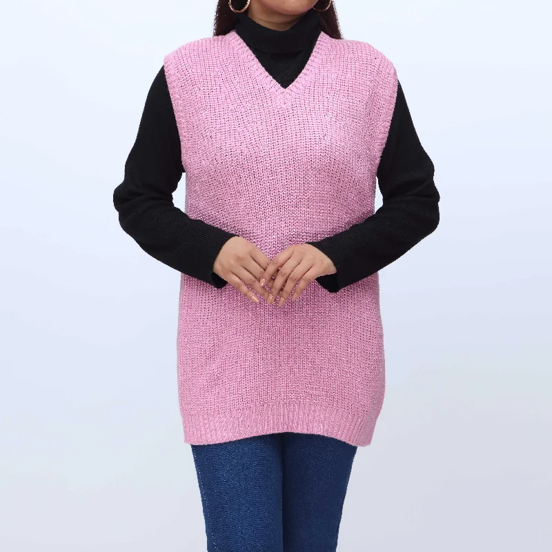 Plum V Neck Sleeveless Pullover Sweater PW3903