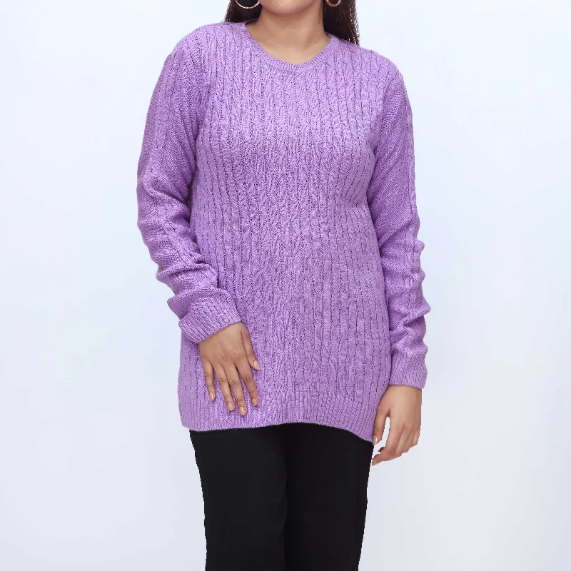 Purple Crew Neck Pullover Sweater PW3901