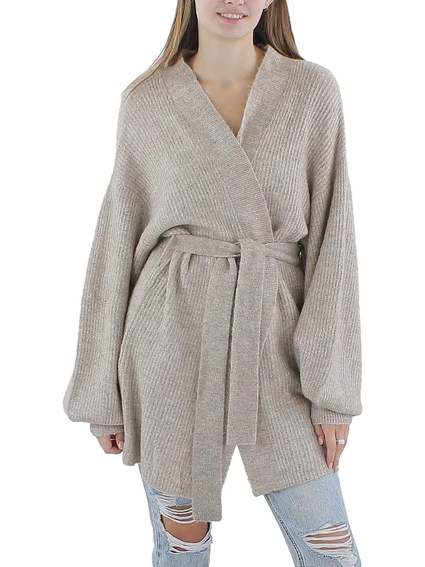 Womens Belted Knit Cardigan Sweater