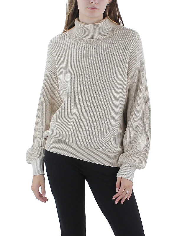 Womens Ribbed Long Sleeve Turtleneck Sweater