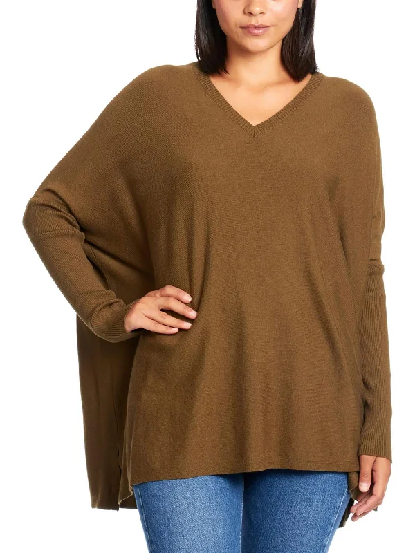 Womens V-Neck Dolman Sleeve Poncho Sweater