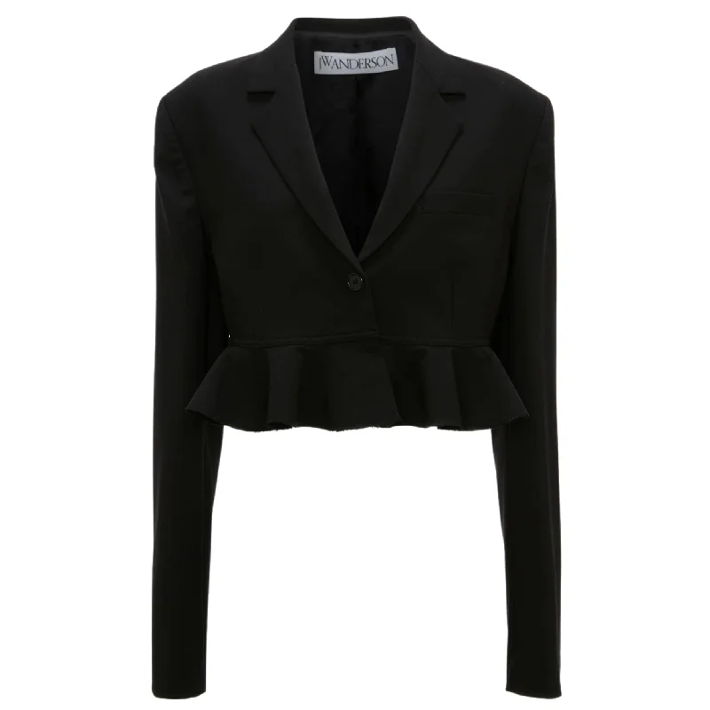 Cropped Ruffle Hem Jacket