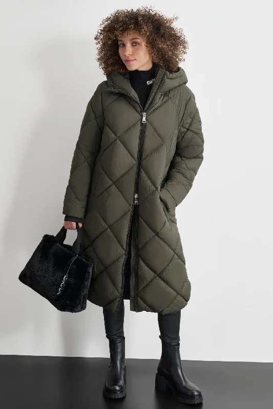 SILKY LONG QUILTED PARKA