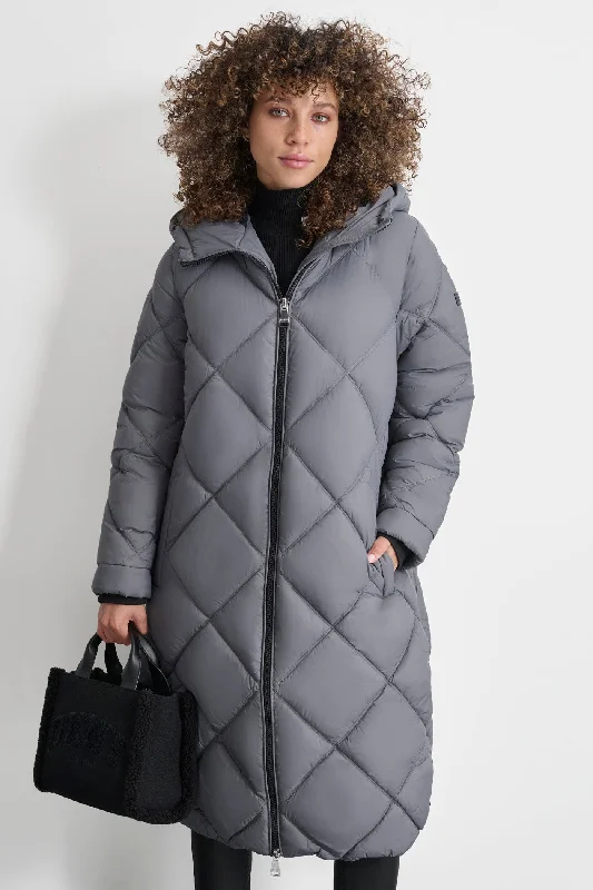 SILKY LONG QUILTED PARKA