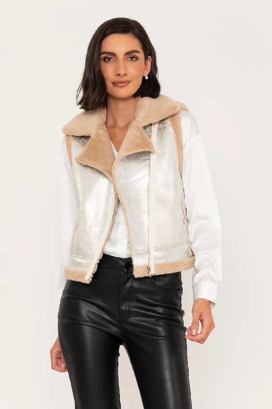 Faux Fur Gilet in Silver