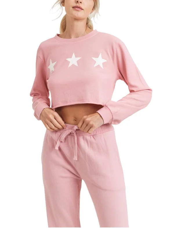 Mono B Triple Stars Terry Cropped Hoodie KT11612