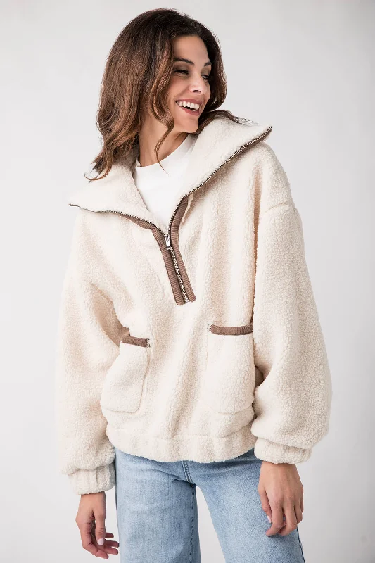 Promesa Solid Sherpa Fleece Half-Zip Pullover Jacket