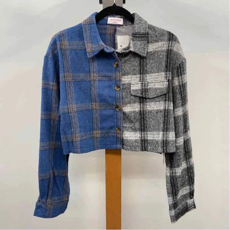 Buttermelon Women's Size M Blue Plaid Jacket