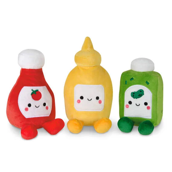 Hallmark Better Together Ketchup, Mustard and Relish Magnetic Plush Trio, 7.5"