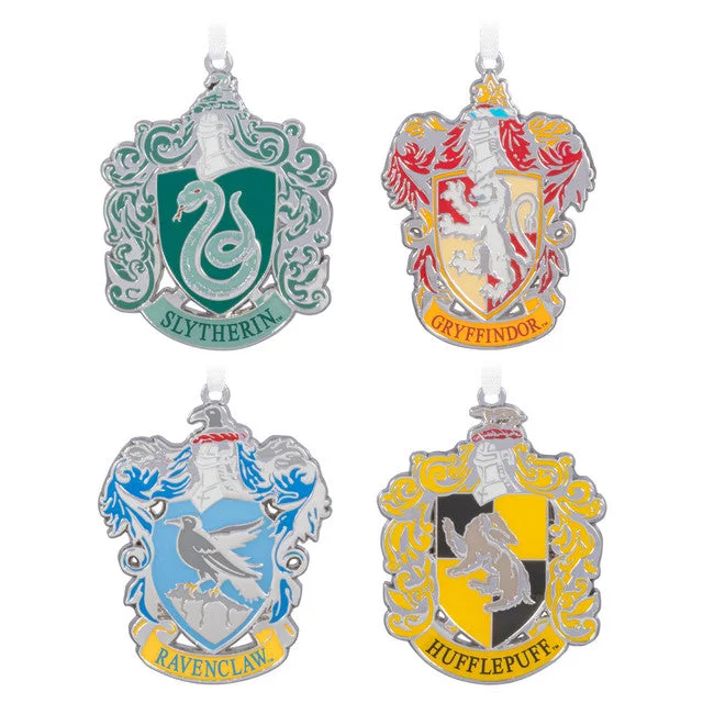 Hallmark 2024 Harry Potter™ Hogwarts™ House Crest Metal Ornaments, Set of 4