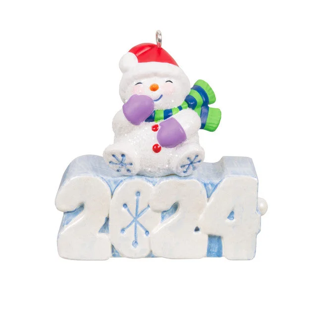 Hallmark 2024 Mini A Snowy Ornament With Light, 1.3"