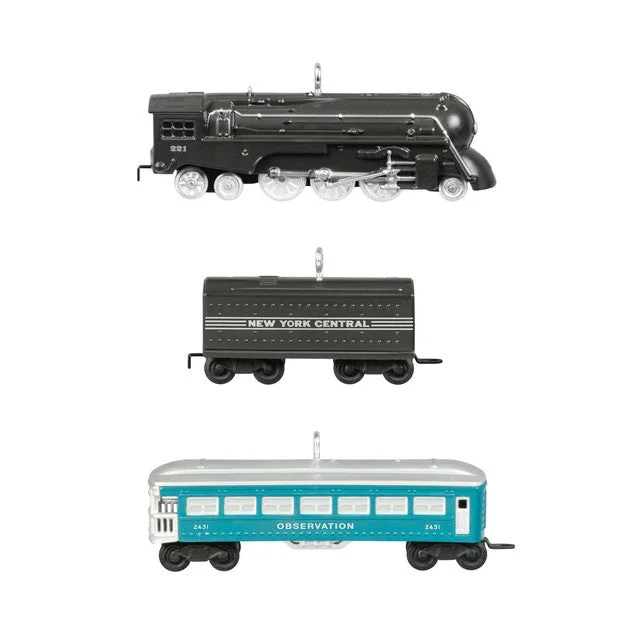 Hallmark 2024 Mini Lionel® 221 Steam Locomotive and Tender With 2431 Observation Car Ornaments, Set of 3