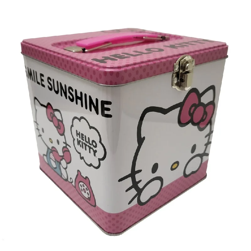 Sanrio Hello Kitty Phones Friends Smile and Sunshine Tin Box Tote with Handle