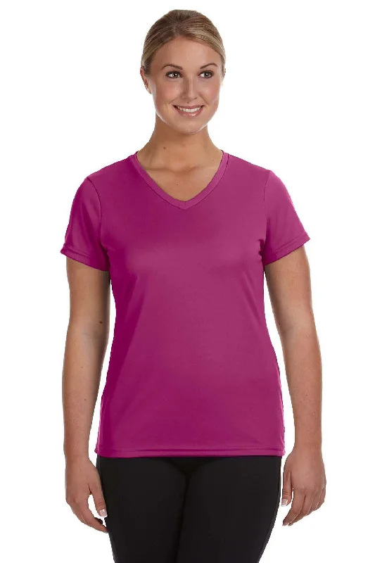 Augusta Sportswear Womens Moisture Wicking Short Sleeve V-Neck T-Shirt - Power Pink