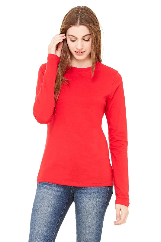 Bella + Canvas Womens Jersey Long Sleeve Crewneck T-Shirt - Red