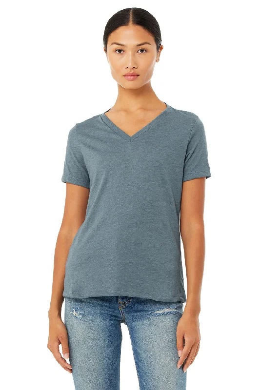 Bella + Canvas Womens Relaxed Jersey Short Sleeve V-Neck T-Shirt - Heather Slate Blue