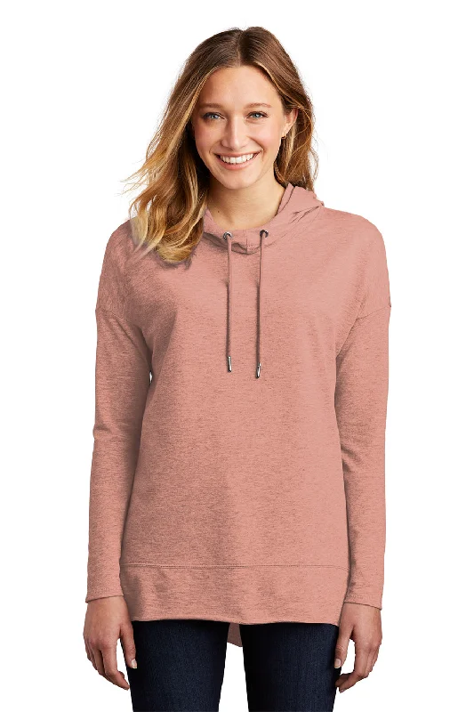 District Womens French Terry Hooded T-Shirt Hoodie - Heather Nostalgia Rose