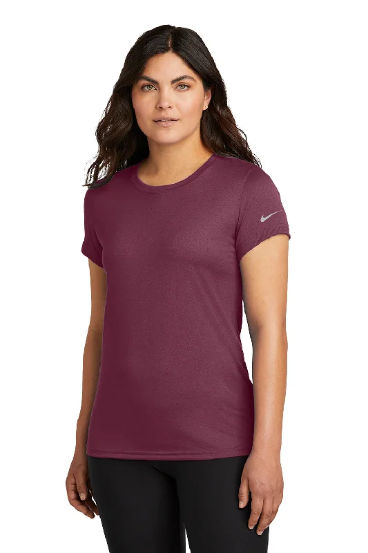 Nike Womens rLegend Dri-Fit Moisture Wicking Short Sleeve Crewneck T-Shirt - Deep Maroon