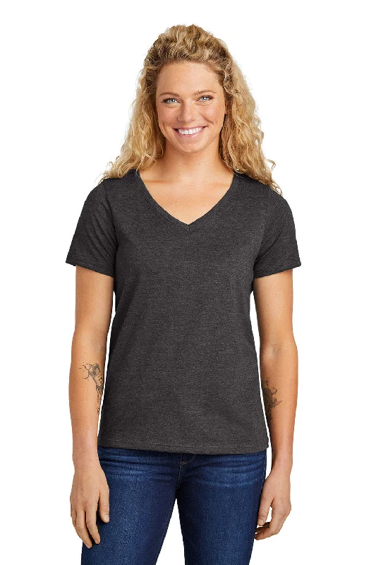 Volunteer Knitwear Womens USA Made Daily Short Sleeve V-Neck T-Shirt - Heather Dark Grey