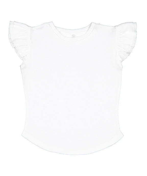 3339 - Rabbit Skins Toddler Flutter Sleeve T-Shirt | White