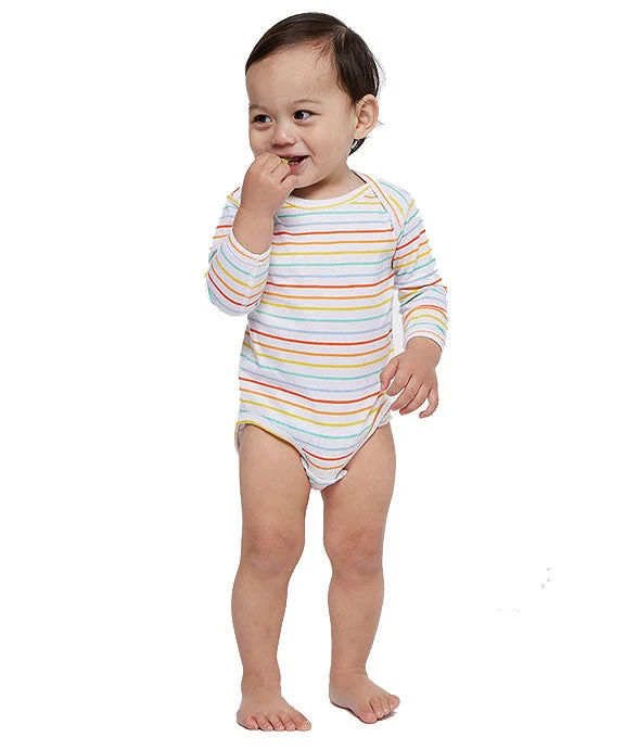 4421RS - Rabbit Skins Infant Long Sleeve Jersey Bodysuit | Rainbow Stripe