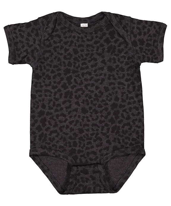 4424 - Rabbit Skins Infant Fine Jersey Lap-Shoulder Bodysuit | Black Leopard