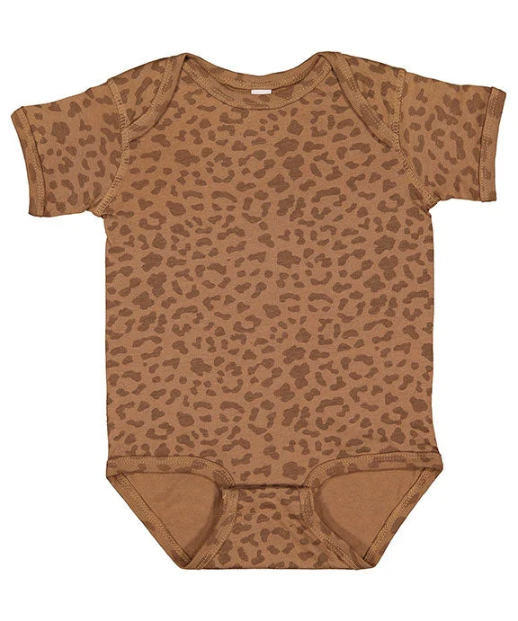 4424 - Rabbit Skins Infant Fine Jersey Lap-Shoulder Bodysuit | Brown Leopard