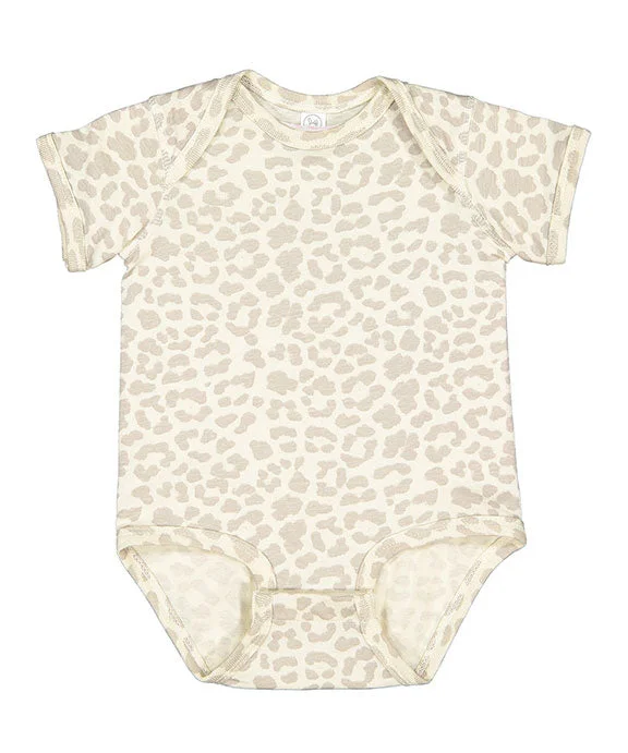 4424 - Rabbit Skins Infant Fine Jersey Lap-Shoulder Bodysuit | Natural Leopard