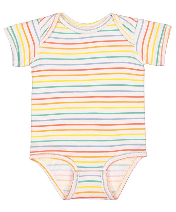 4424 - Rabbit Skins Infant Fine Jersey Lap-Shoulder Bodysuit | Rainbow Stripe