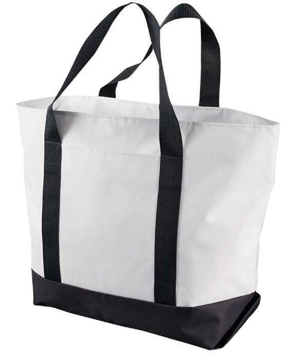 7006 - Liberty Bags Bay View Giant Zippered Boat Tote Bag | White/Black