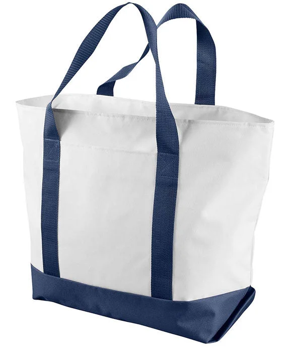 7006 - Liberty Bags Bay View Giant Zippered Boat Tote Bag | White/Navy