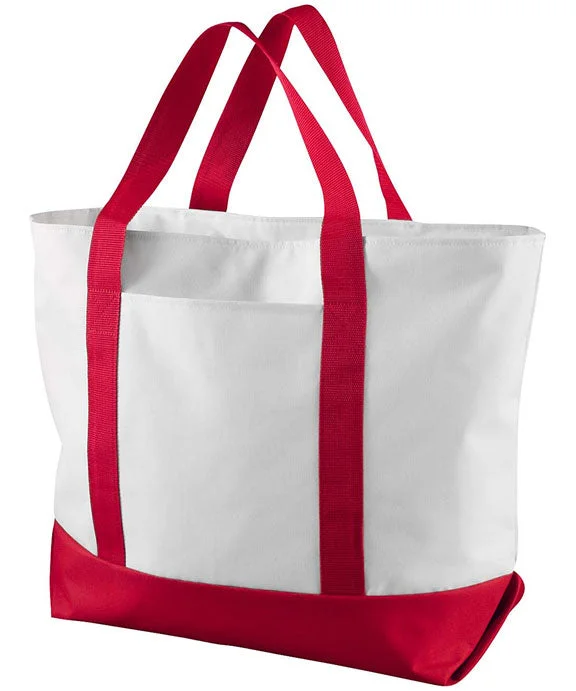 7006 - Liberty Bags Bay View Giant Zippered Boat Tote Bag | White/Red