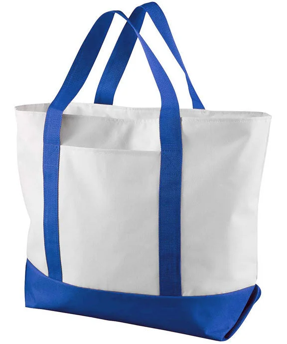 7006 - Liberty Bags Bay View Giant Zippered Boat Tote Bag | White/Royal