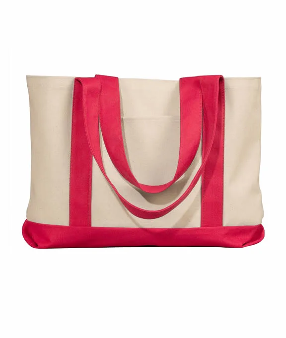 8869 - Liberty Bags Leeward Canvas Tote Bag | Natural/Red