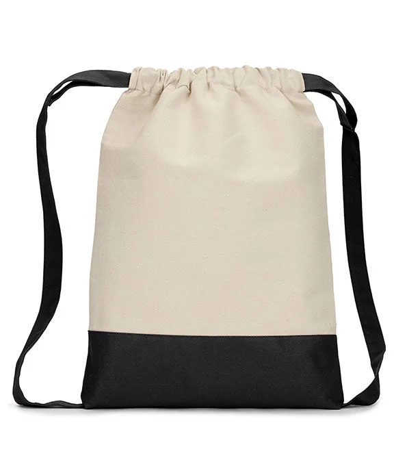 8876 - Liberty Bags Cape Cod Cotton Drawstring Backpack | Natural/Black