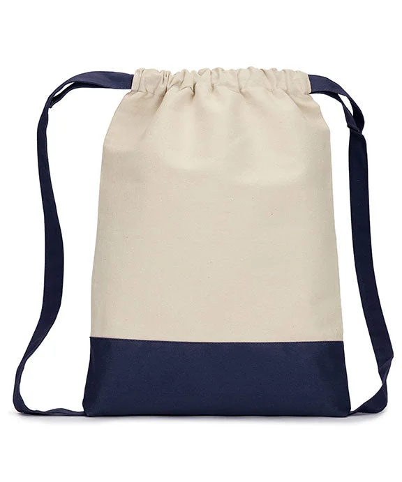 8876 - Liberty Bags Cape Cod Cotton Drawstring Backpack | Natural/Navy