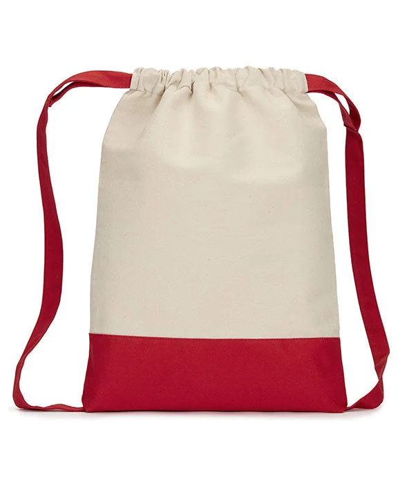 8876 - Liberty Bags Cape Cod Cotton Drawstring Backpack | Natural/Red