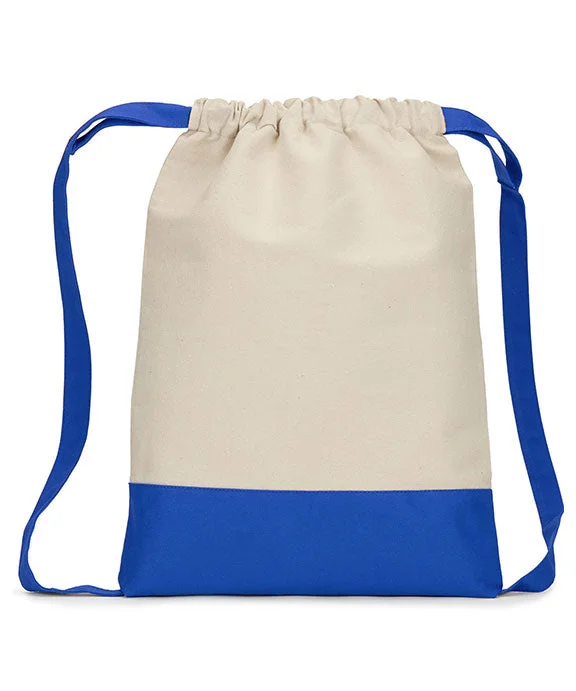 8876 - Liberty Bags Cape Cod Cotton Drawstring Backpack | Natural/Royal