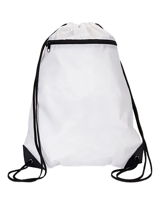 8888 - Liberty Bags Zipper Drawstring Backpack | White