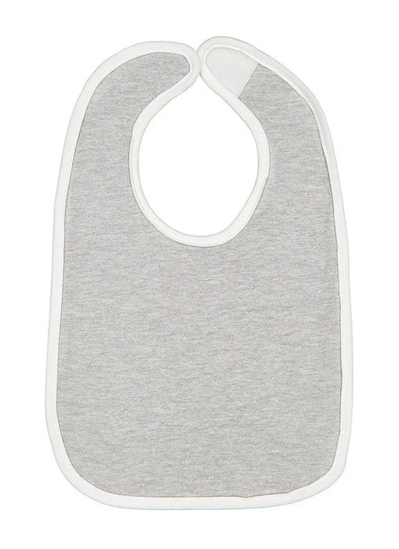 RS1004 - Rabbit Skins Infant Contrast Trim Bib | Heather/White