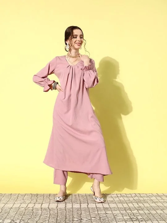 varanga mauve empire kurta with trousers