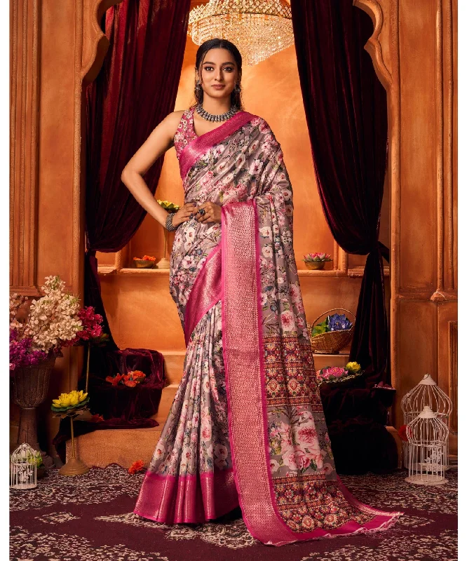 Varanga Multicolor Linen Designer Saree With Zari Border