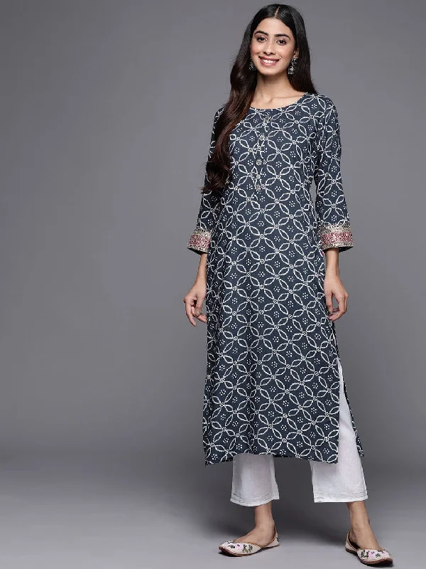 varanga women bandhani printed sequinned indigo kurta