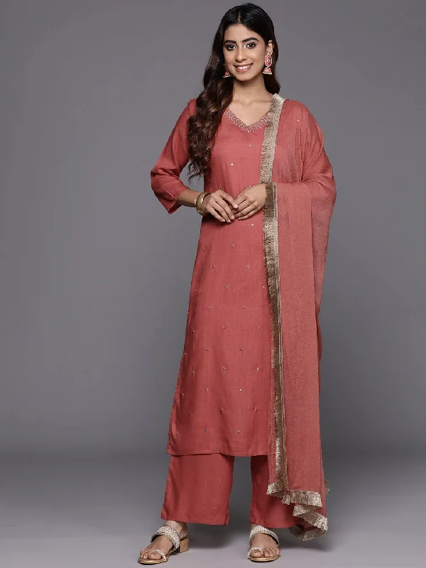 Varanga Women Coral Mirror Kurta Kurta Paired With Bottom & Dupatta