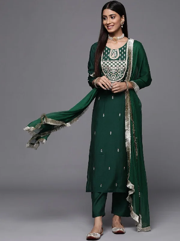 Varanga Women Floral Embroidered Kurta with Trousers & Dupatta